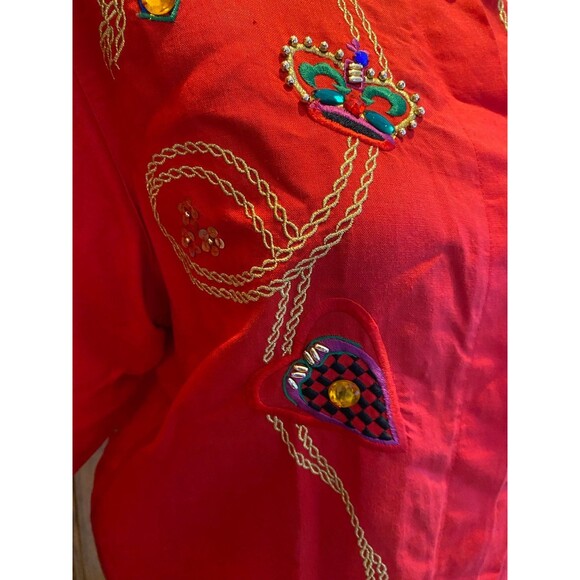 Vintage Harbour Vue Blouse 1980's Gemstone Jeweled Button Up Shirt Size 12 Top - Picture 7 of 12